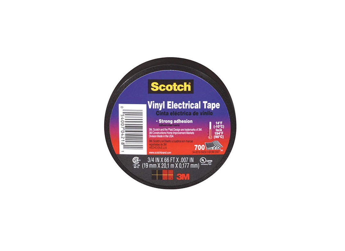 SCOTCH 4218-BA-40 Electrical Tape, 66 ft L, 3/4 in W, Vinyl Backing, Black