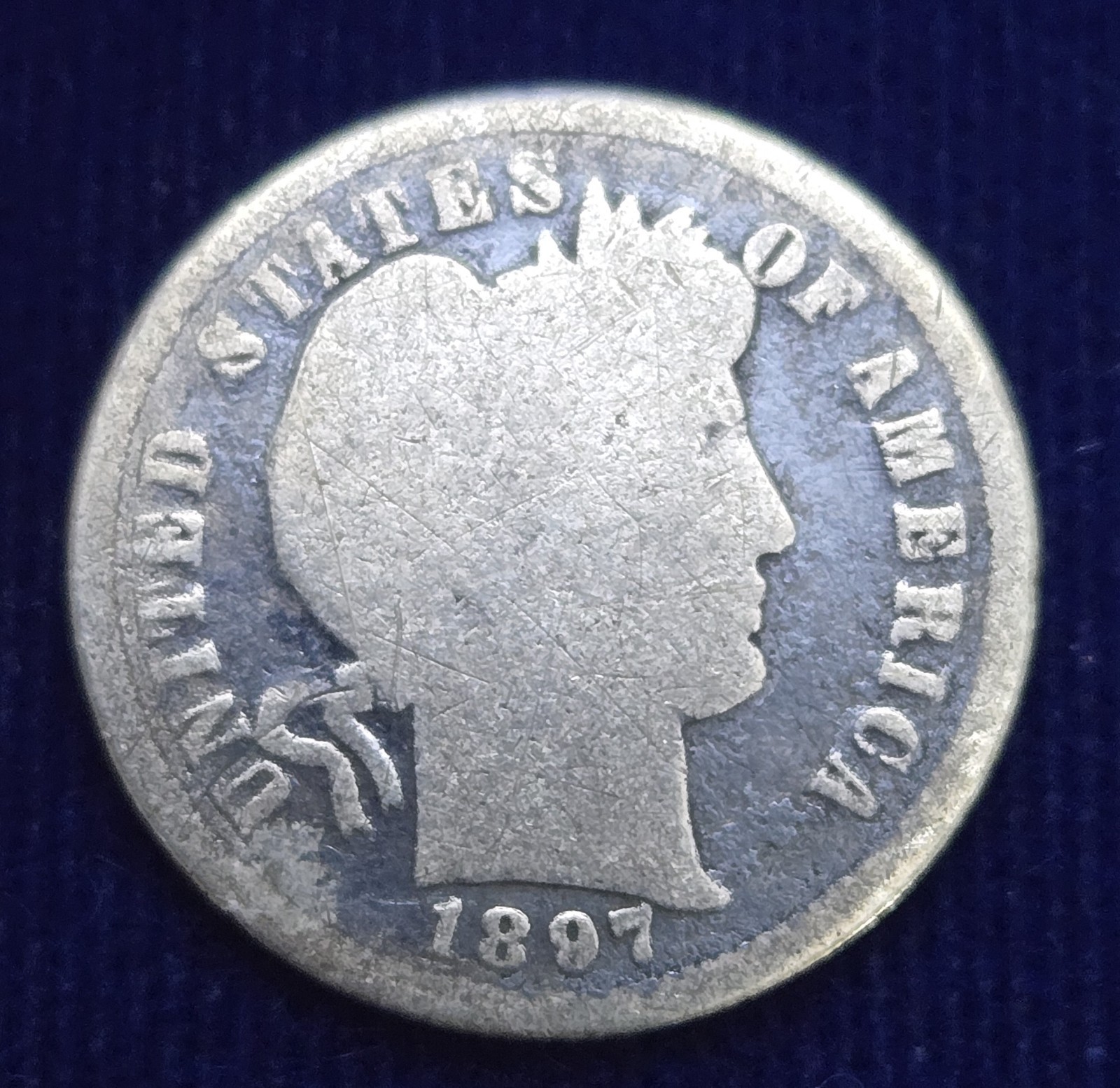 ​1897 Barber Silver Dime 90% Silver Vintage Collector Album Filler #10