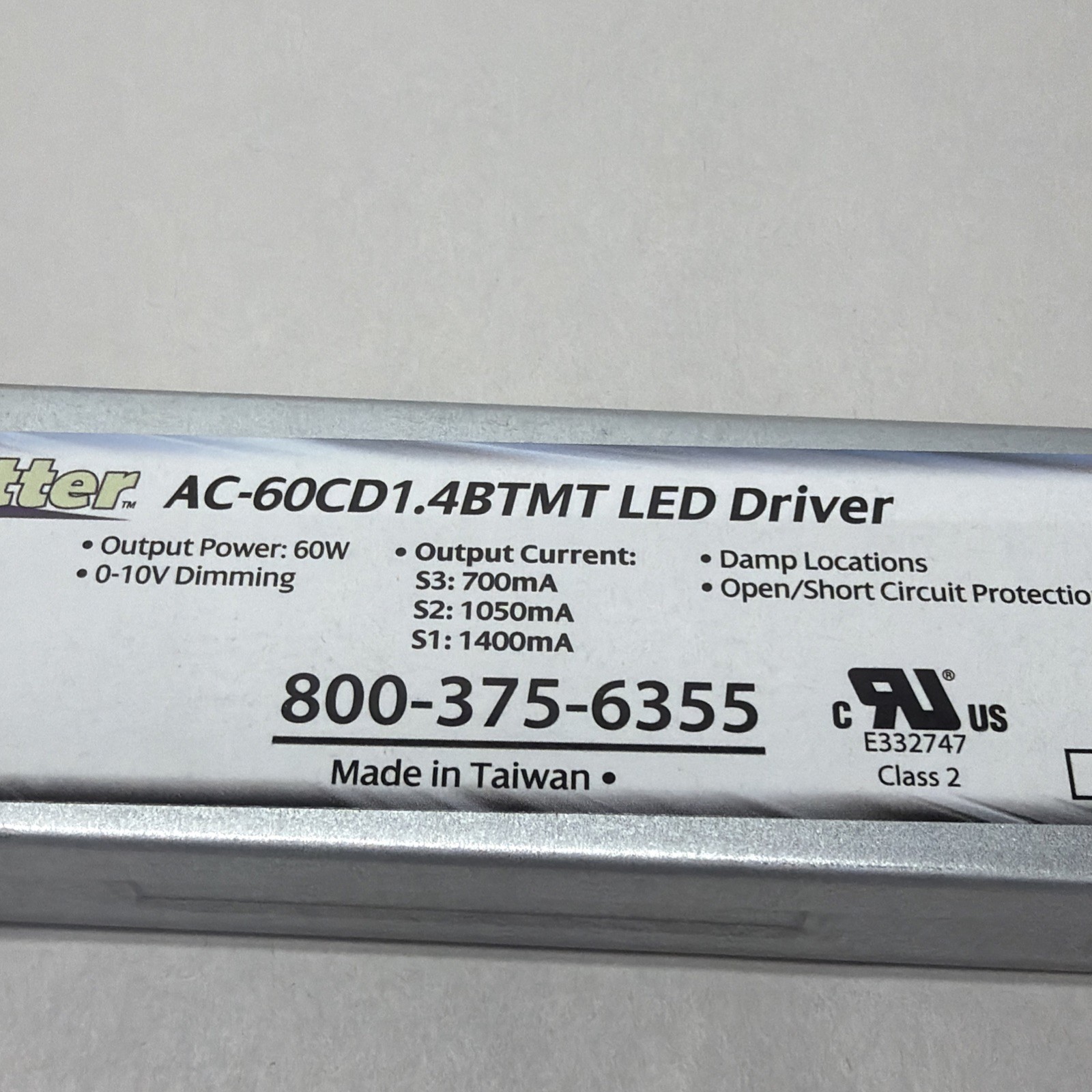 Switch-Hitter LED Driver AC Electronics AC-60CD1.4BTMT LED BALLAST 60W OUTPUT