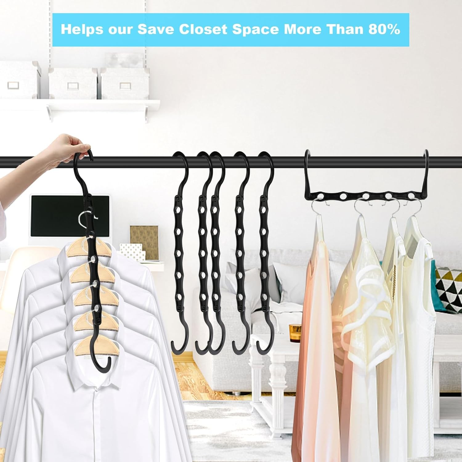 Heavy Duty Magic Hangers 10 Pack Space Saving Closet Organizer for Dorm Room