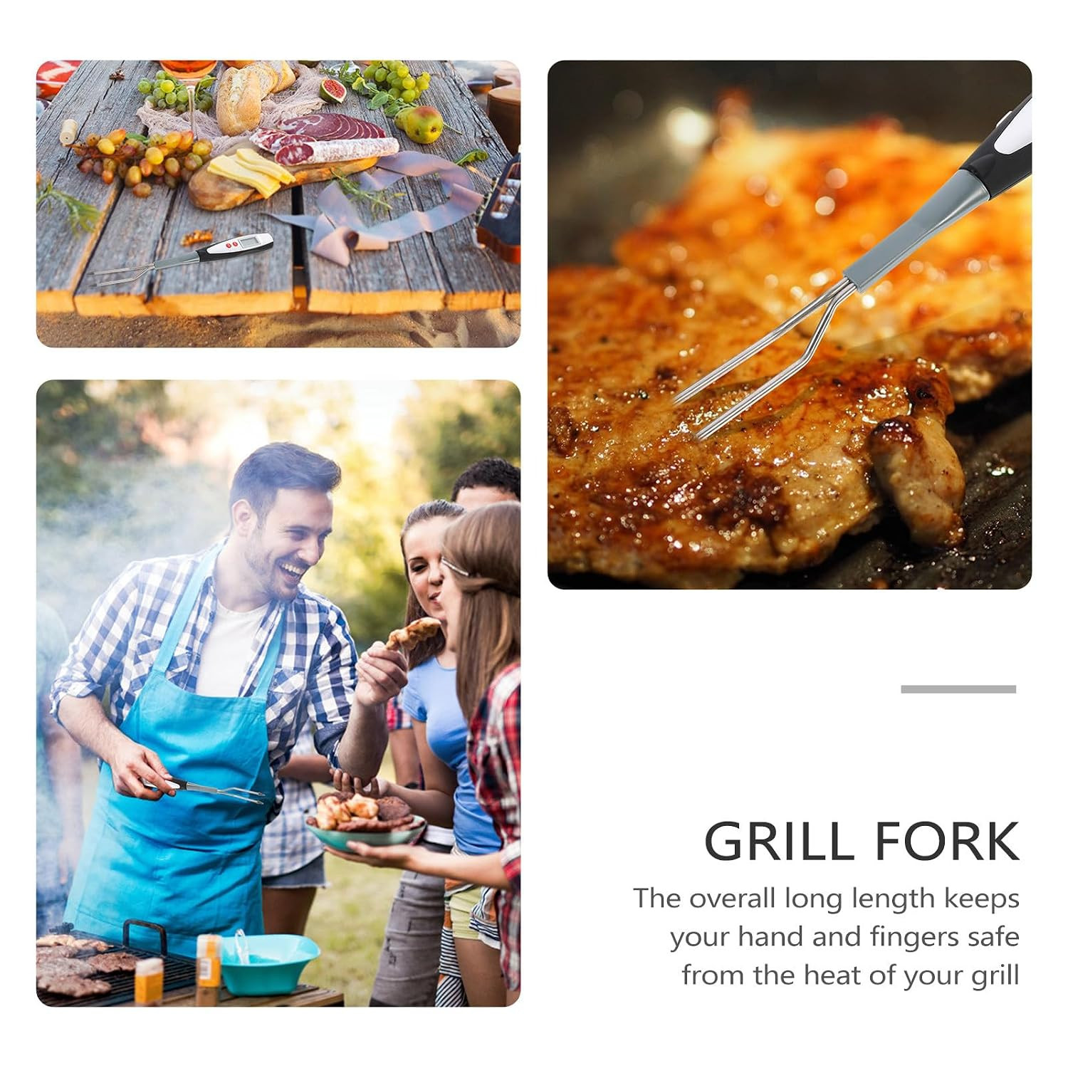 Digital Meat Thermometer Fork BBQ Temperature Indicator for Grill Cooking, Insta