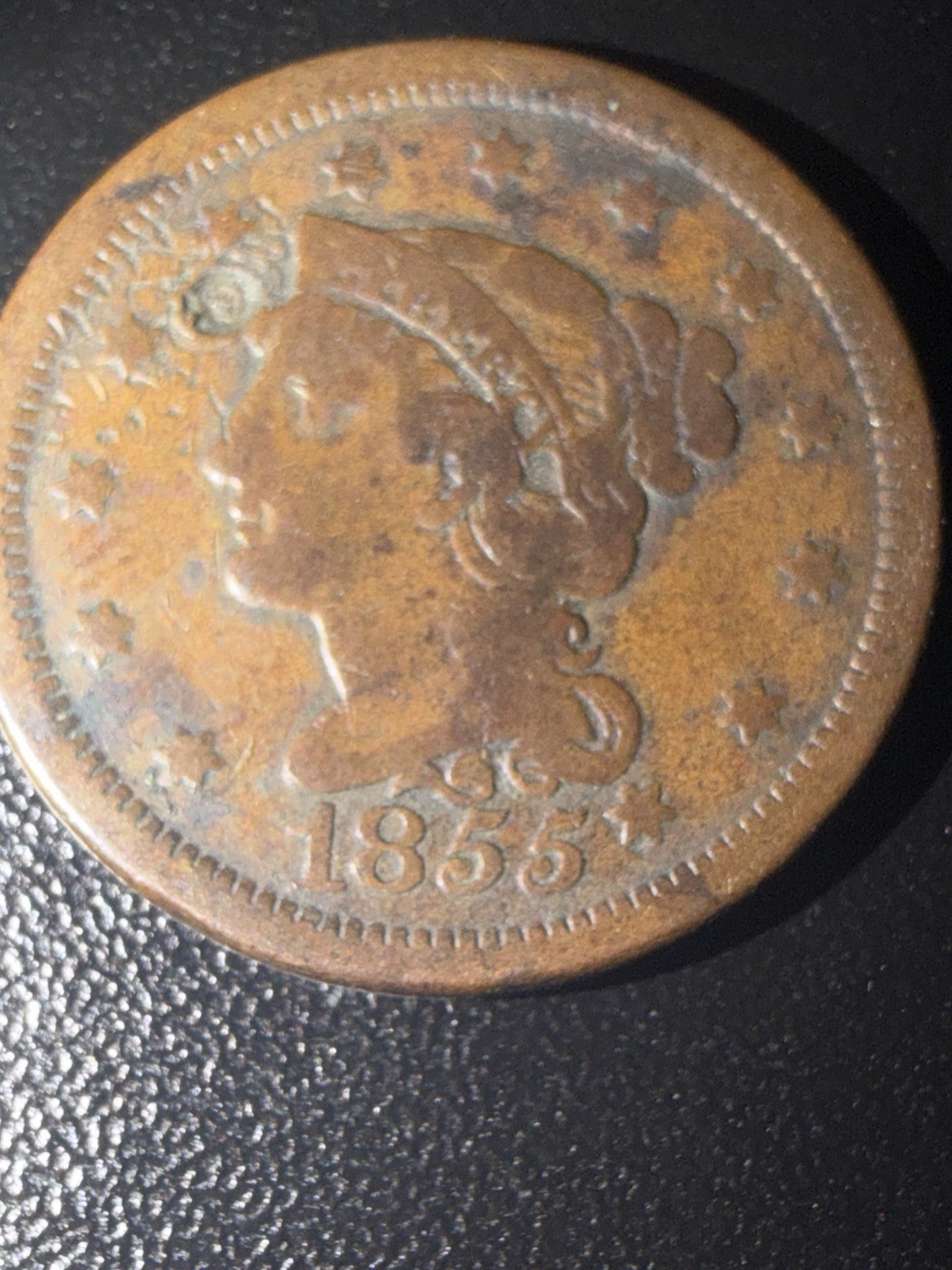 1855 Slanted 55 5’s Large Cent G/VG