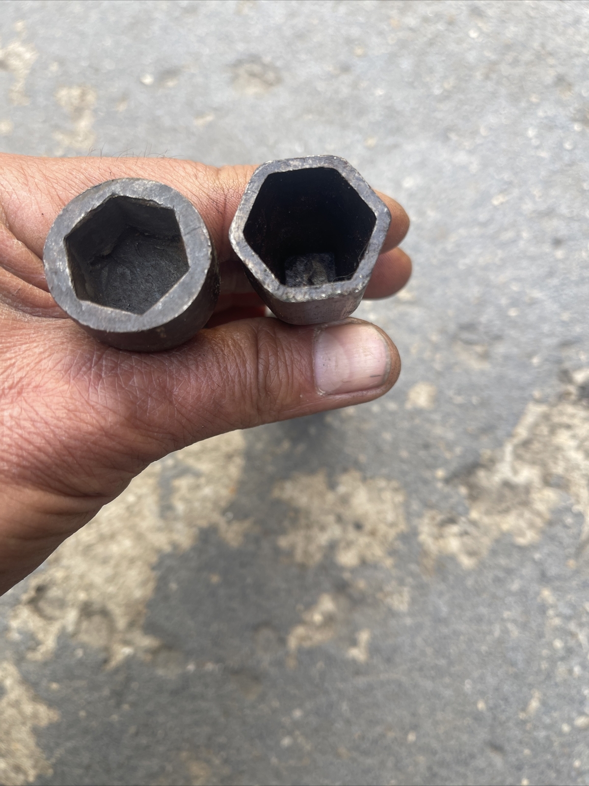 ANTIQUE DRAWN SOCKET 3/4" to 1" DEEP HEX SOCKETS UNMARKED