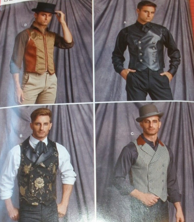 Simplicity R10545 9087 Steampunk Goth Victorian Corset Vest  Mens Sz  46-52