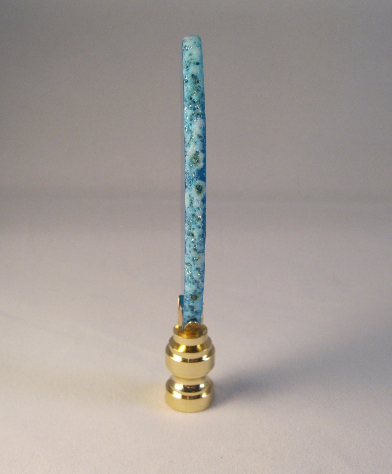 Lamp Finial-Natural BLUE/AQUA AGATE-Brass Base