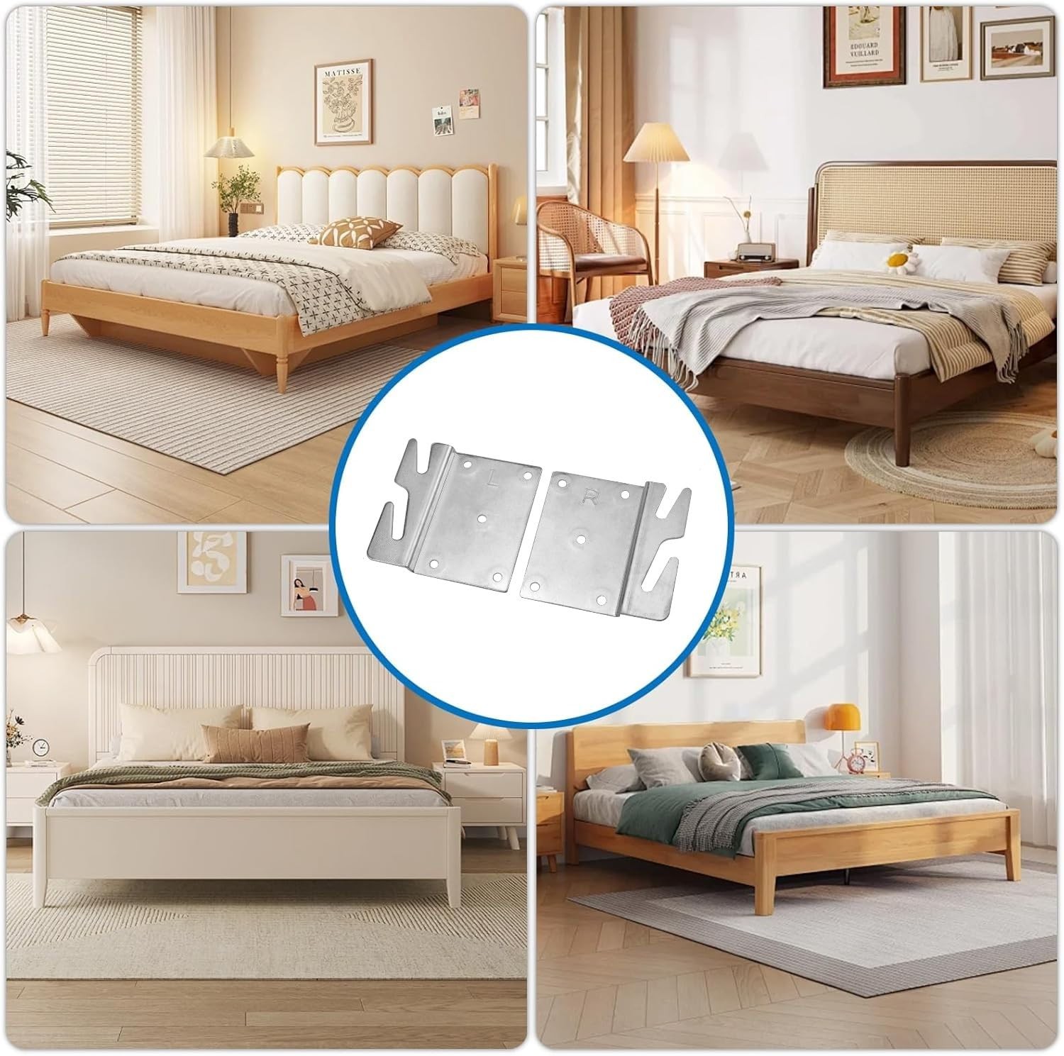 AOMUCH Universal Wood Bed Rail Hook Plates for Beds Frame Small, Silver