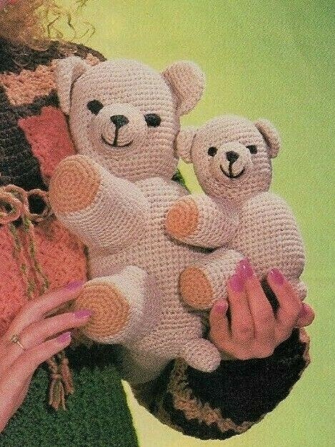 MAMA & BABY BEAR STUFF ANIMALS TOY CROCHET PATTERN INSTRUCTIONS