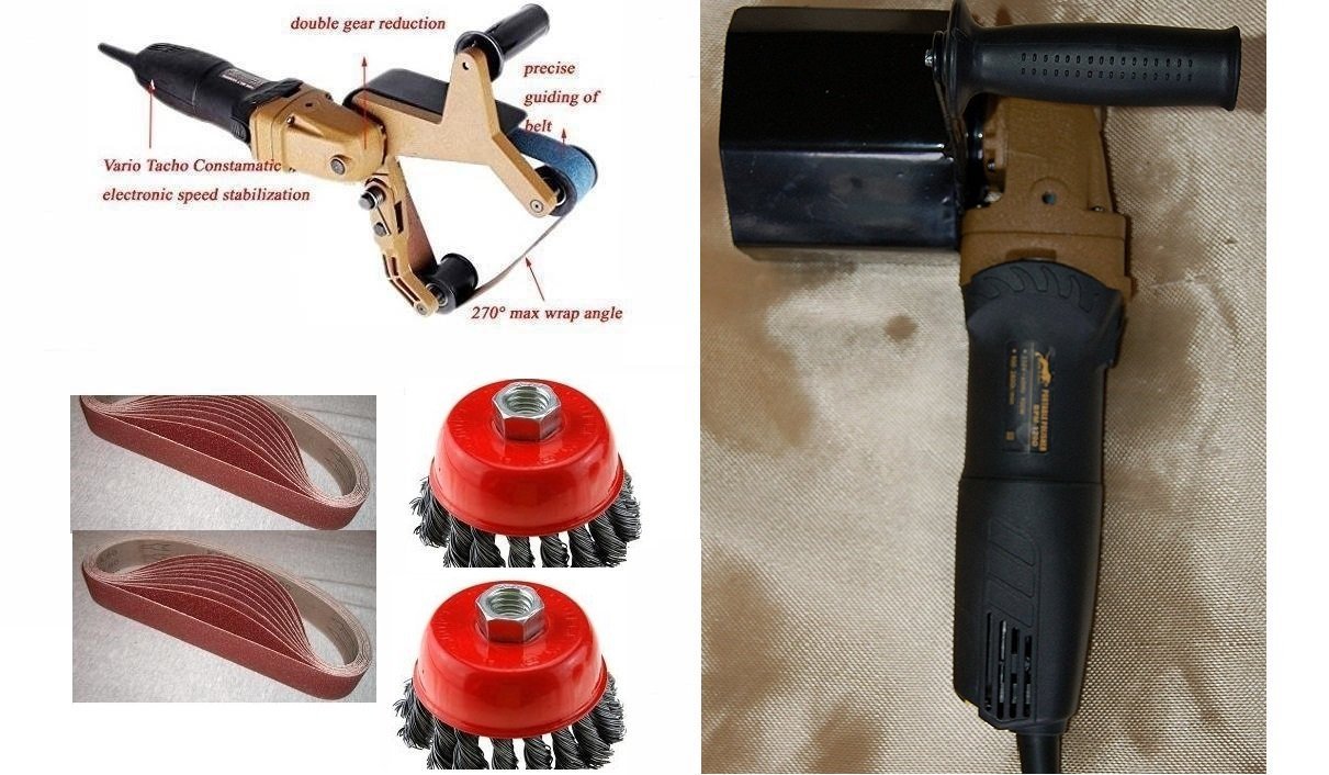 Pipe Tube Concrete Polisher Burnisher 40 Belt 2 Wire Brush 4 Non-woven wheel