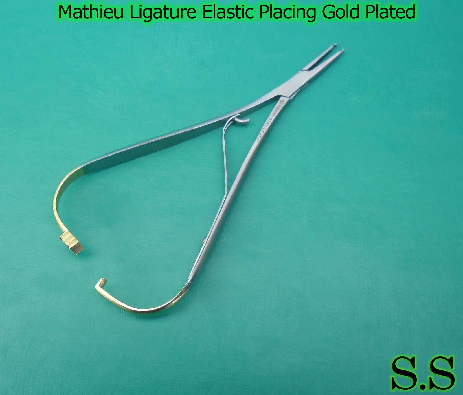 Mathieu Ligature Elastic Placing Plier 5.5" Gold Plated Orthodontic Inst DS-2269