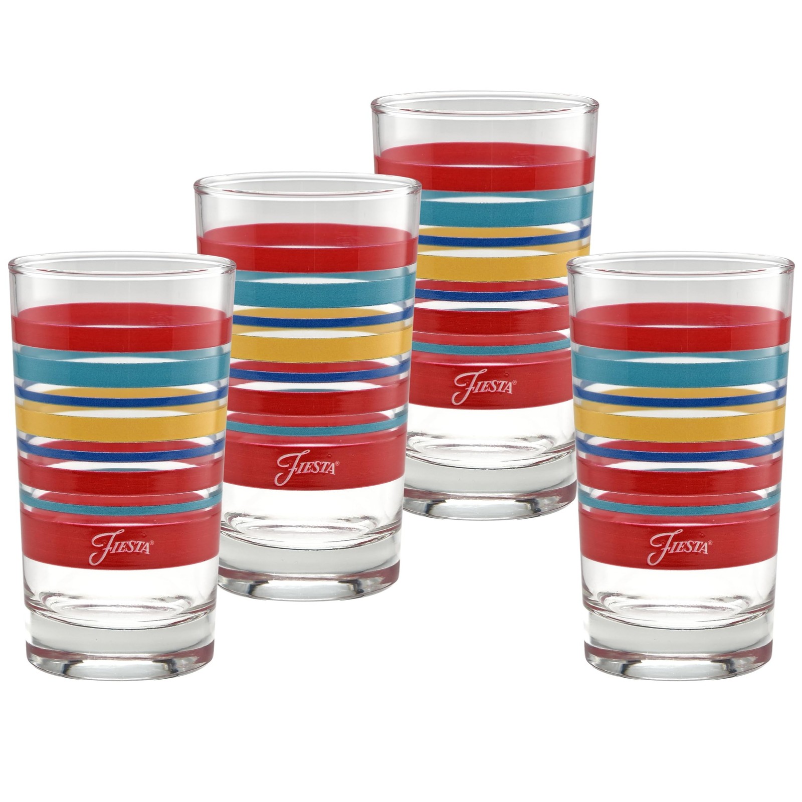 Culver Officially Licensed Fiesta Stripes 7-Ounce Juice Glass (Set of 4) (Vib...