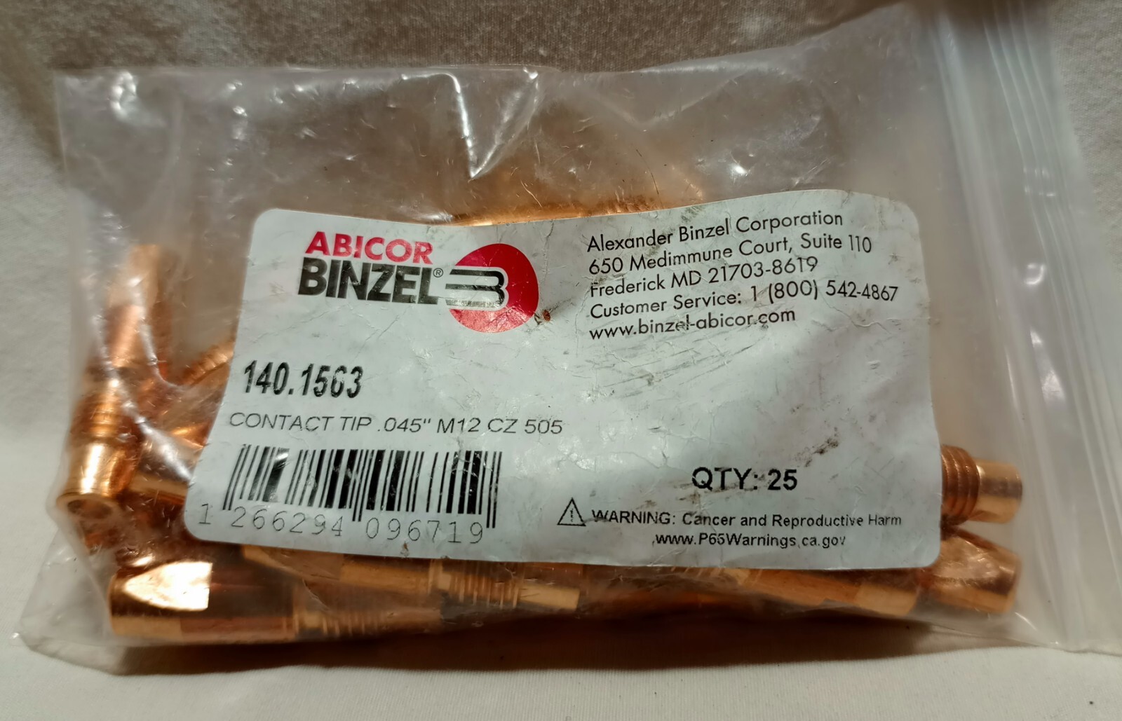 Abicor Binzel 25-Pack 140.1563 0.45" M12 CZ505