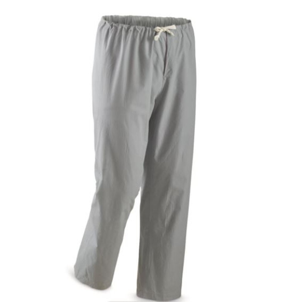 Vintage Swedish Gray/Blue Military Pajama Pants Scrubs 100% Cotton Size X-Large