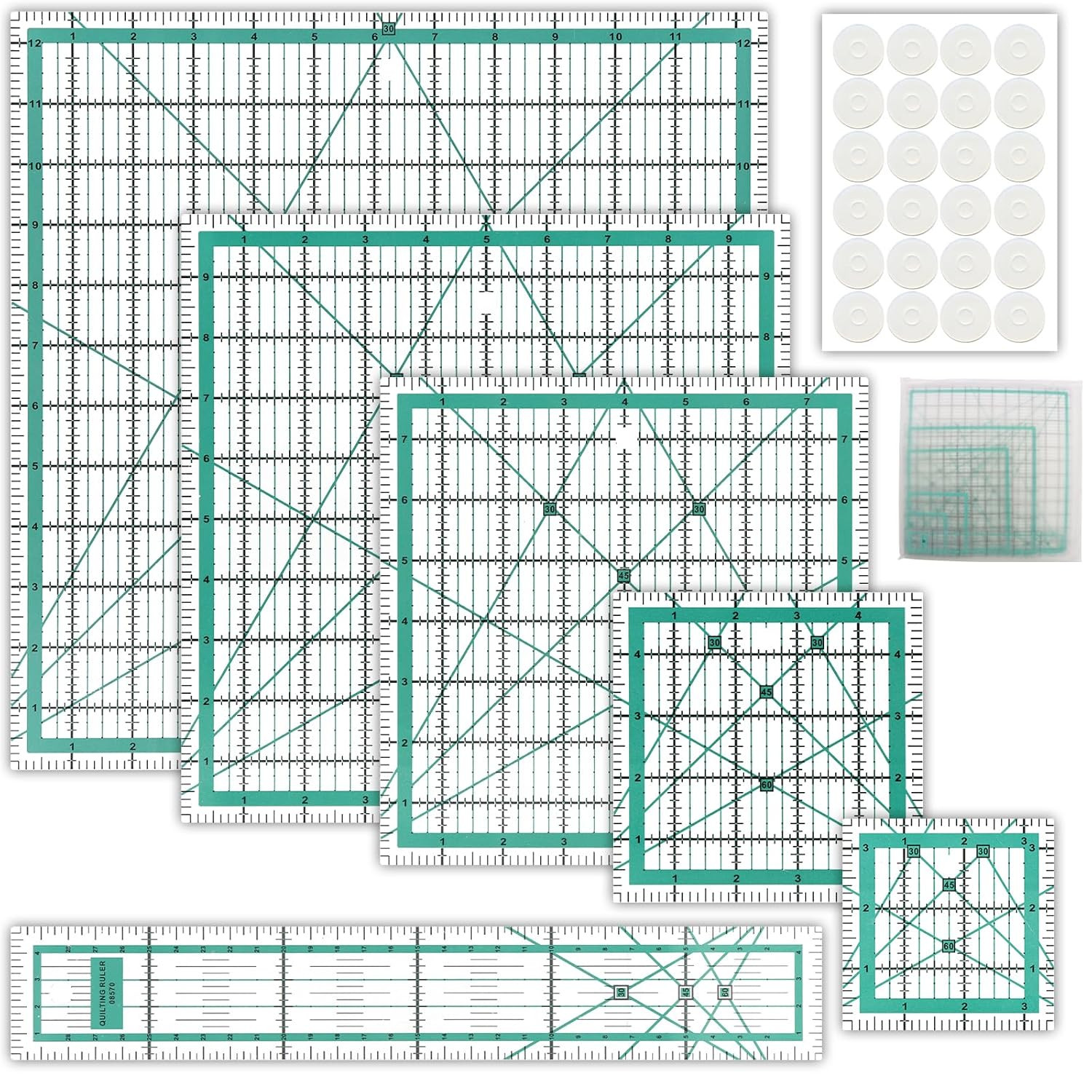 6 Pcs Quilting Rulers and Templates, Quilt Ruler, Acrylic Square Ruler