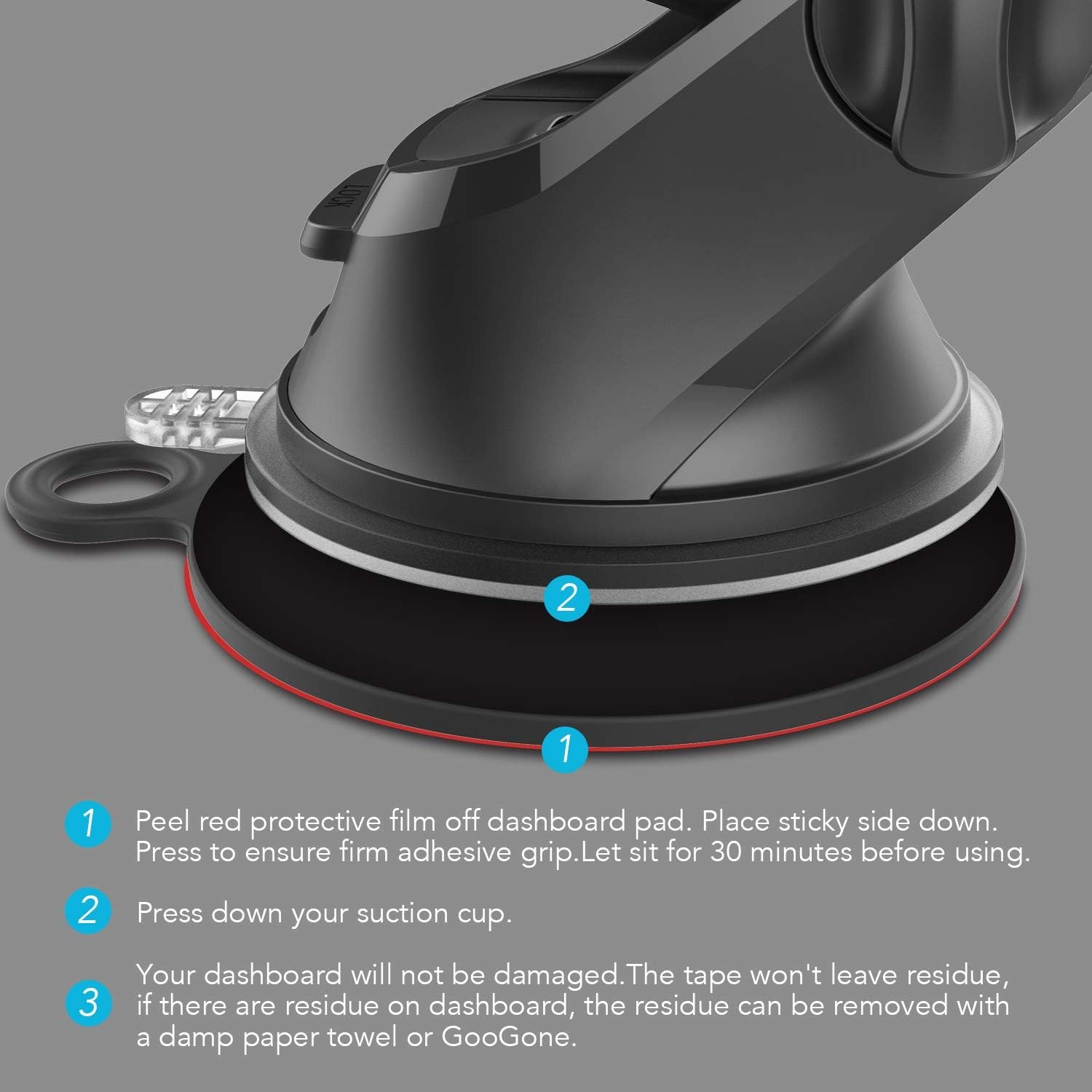 OQTIQ Replacement Suction Cup Mount Part, with Dashboard Black
