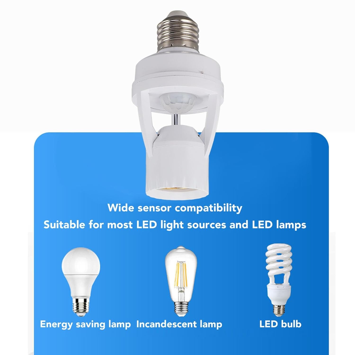 Infrared PIR Motion Sensor E27 LED Light Lamp Bulb Holder Socket Switch 110/220V
