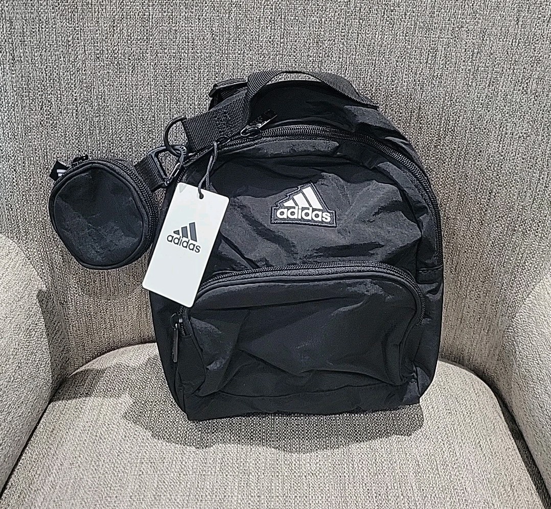 NEW Adidas Must Have Mini Backpack & Coin Bag Set Black White Travel Gym Present