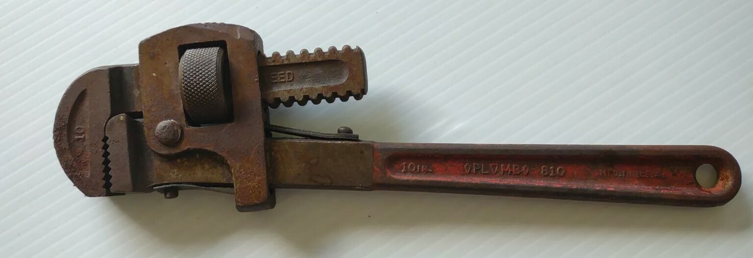 Vintage Plumb Tools 10" Pipe Wrench 810 Made USA