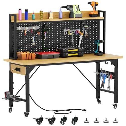 DWVO 48in Workbench with Pegboard 1600lbs Rolling