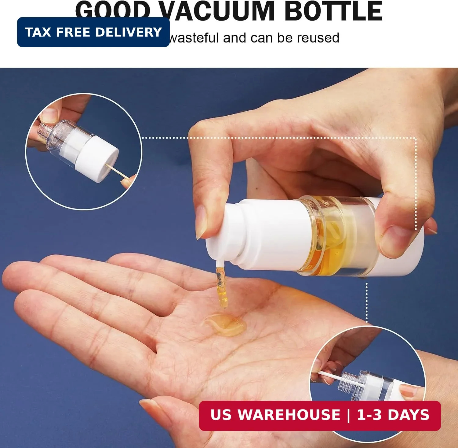 Airless Pump Bottles 8 Pack 0.5oz/15ml Empty Clear Moisturizer Pump Dis