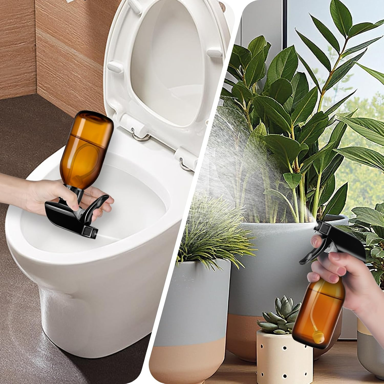360� 4 OZ Amber Glass Spray Bottles, 2 Pack Empty Refillable Container