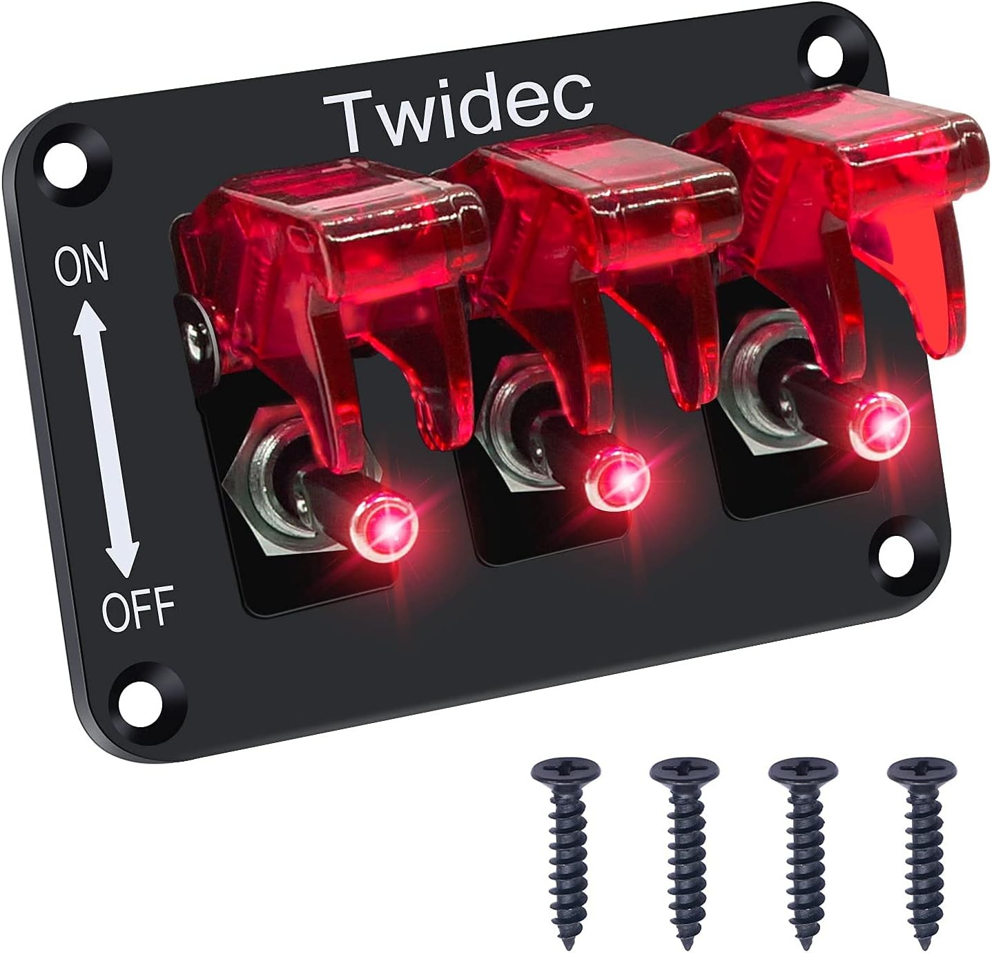 3 Gang Rocker Toggle Switch Panel with 12V LED Light Toggle Switch 20A Heavy Dut