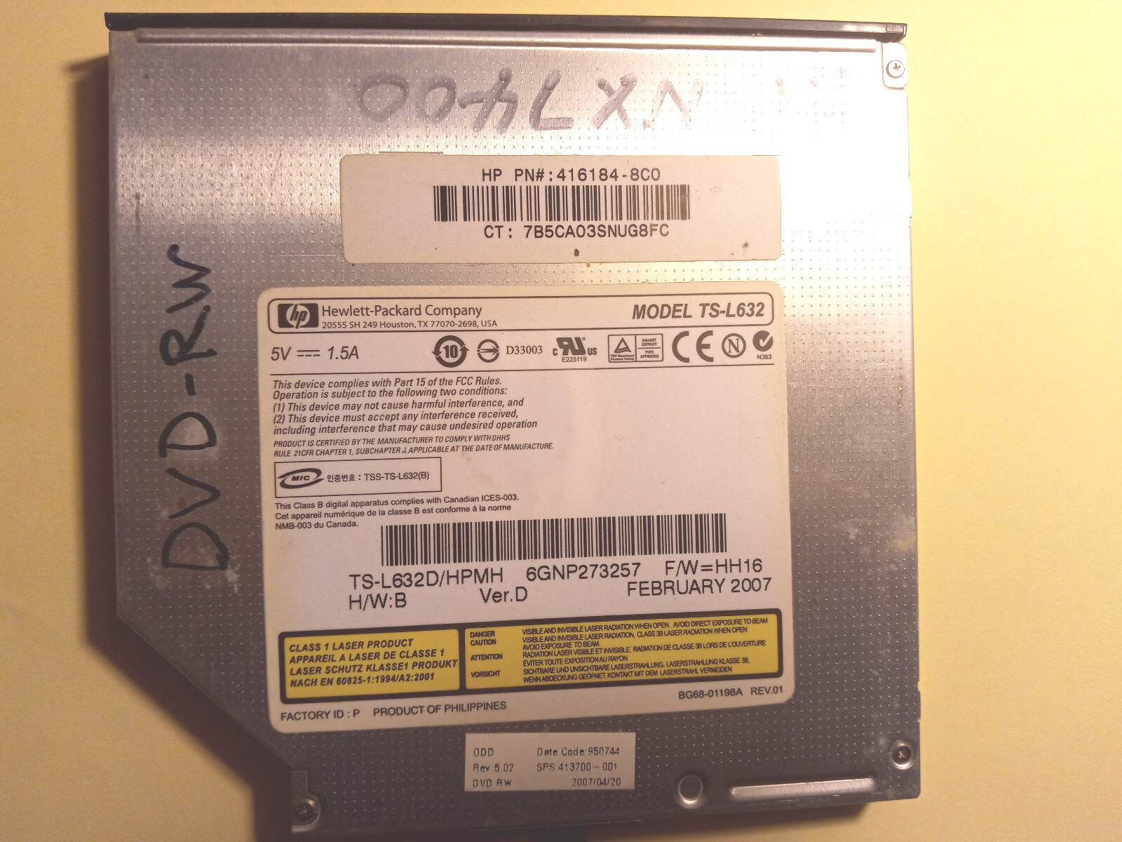 HP DVD+/-RW Drive 4X Black 413700-001 TS-L632