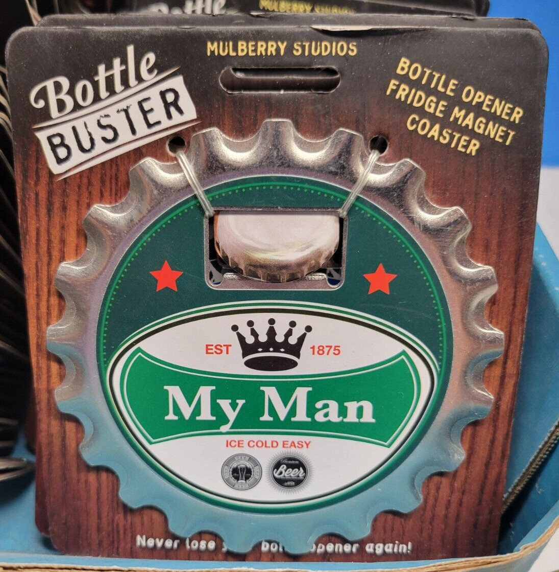 MY MAN PERSONALIZED MULTI GADGET BOTTLE OPENER MAGNET COASTER NEW - U