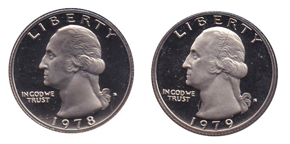 1978-S, 1979-S Frosty Cameo Washington QUARTER 25¢ - Run of 2 Coins