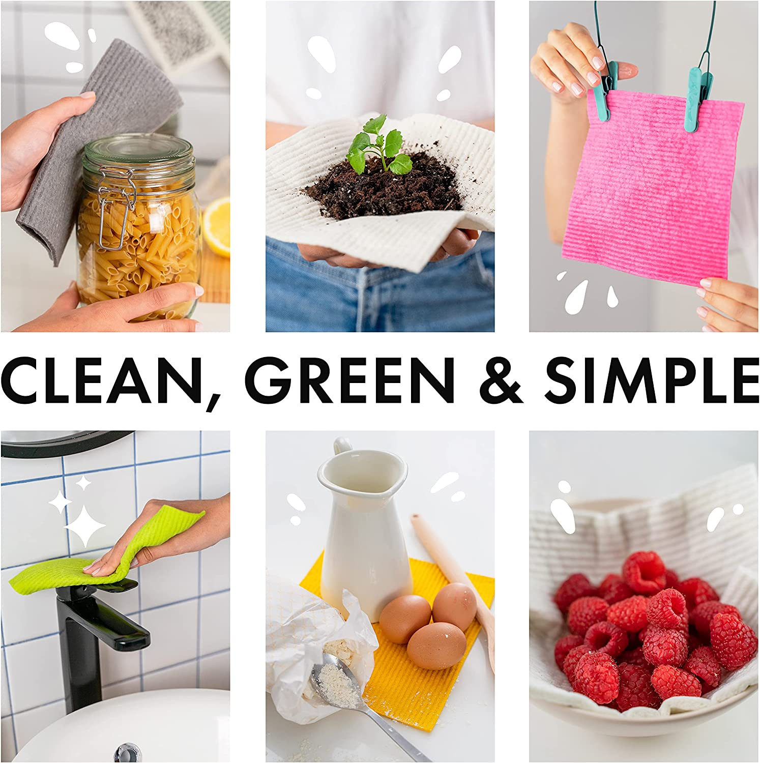 10 Pack Reusable Cleaning Cloths - 100% Biodegradable & Compostable | Washable S
