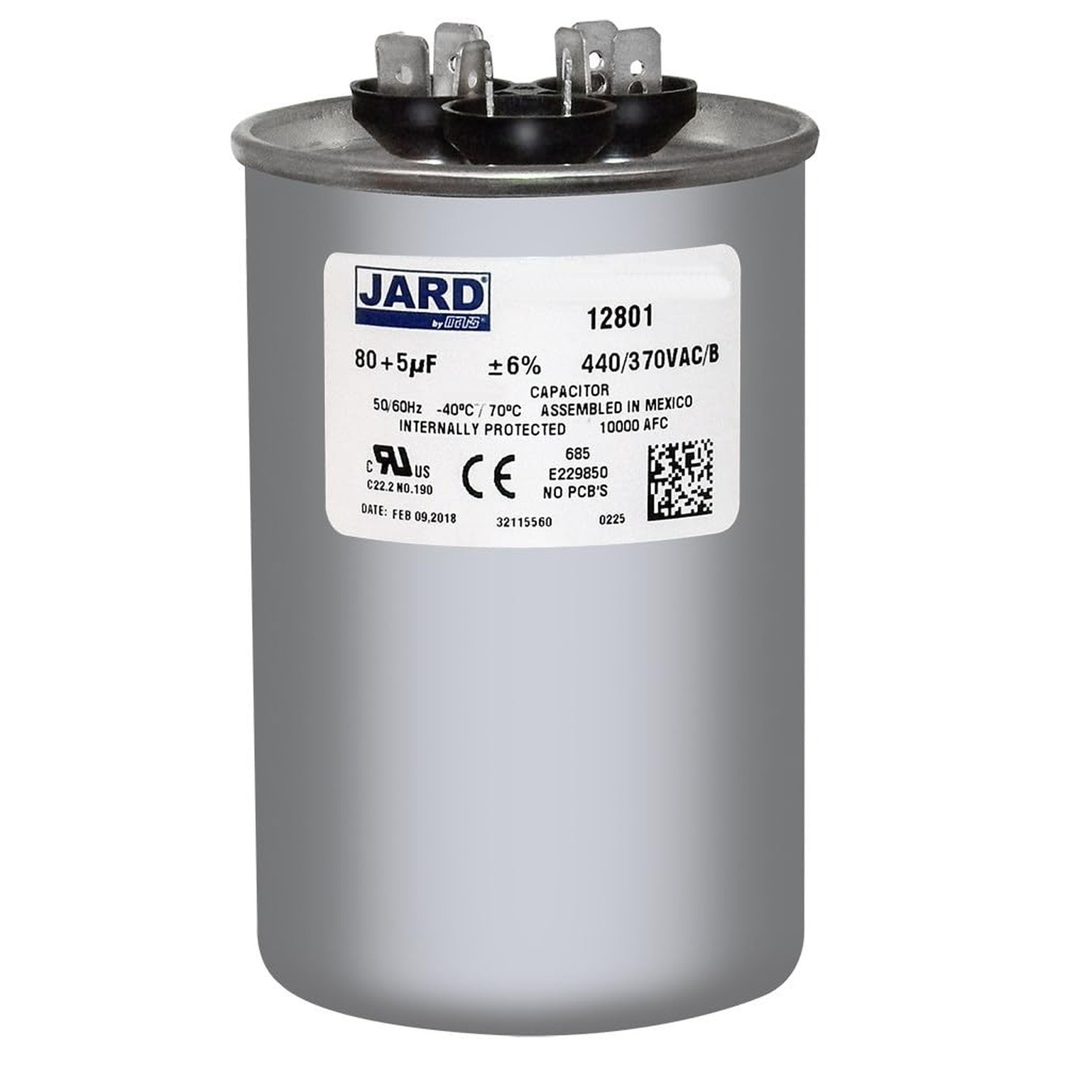 80 + 5 x 370/440 VAC Round Dual Run Capacitor by # 12801