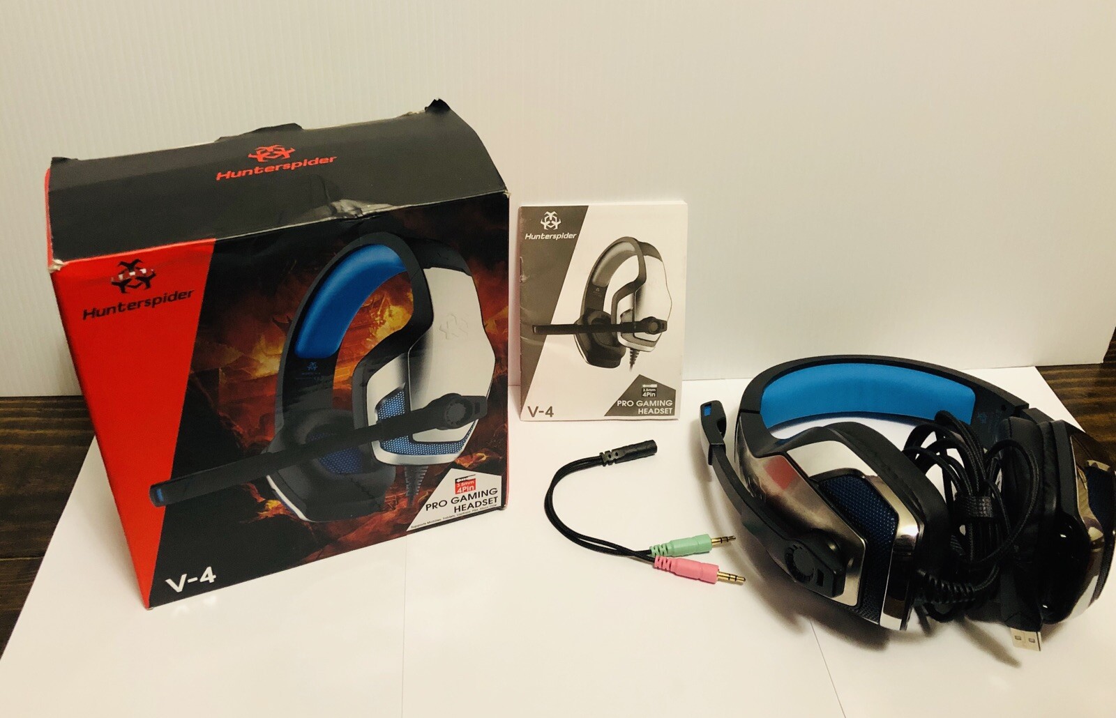 Hunterspider V-4 Pro Gaming Headset for PS4, Xbox One, Mobiles, Tablets, Laptops