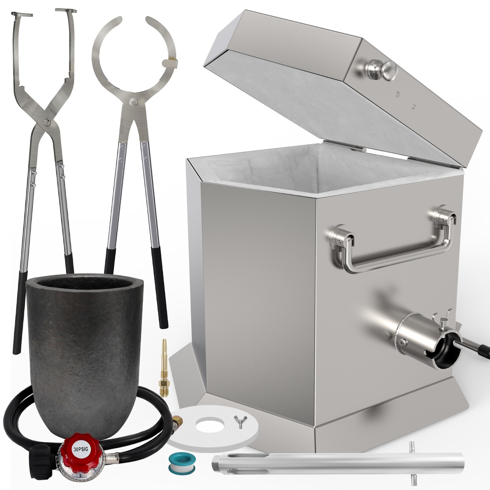 CANALHOUT 9KG/19.5lbs Propane Melting Furnace Kit with Two Tongs and Crucible