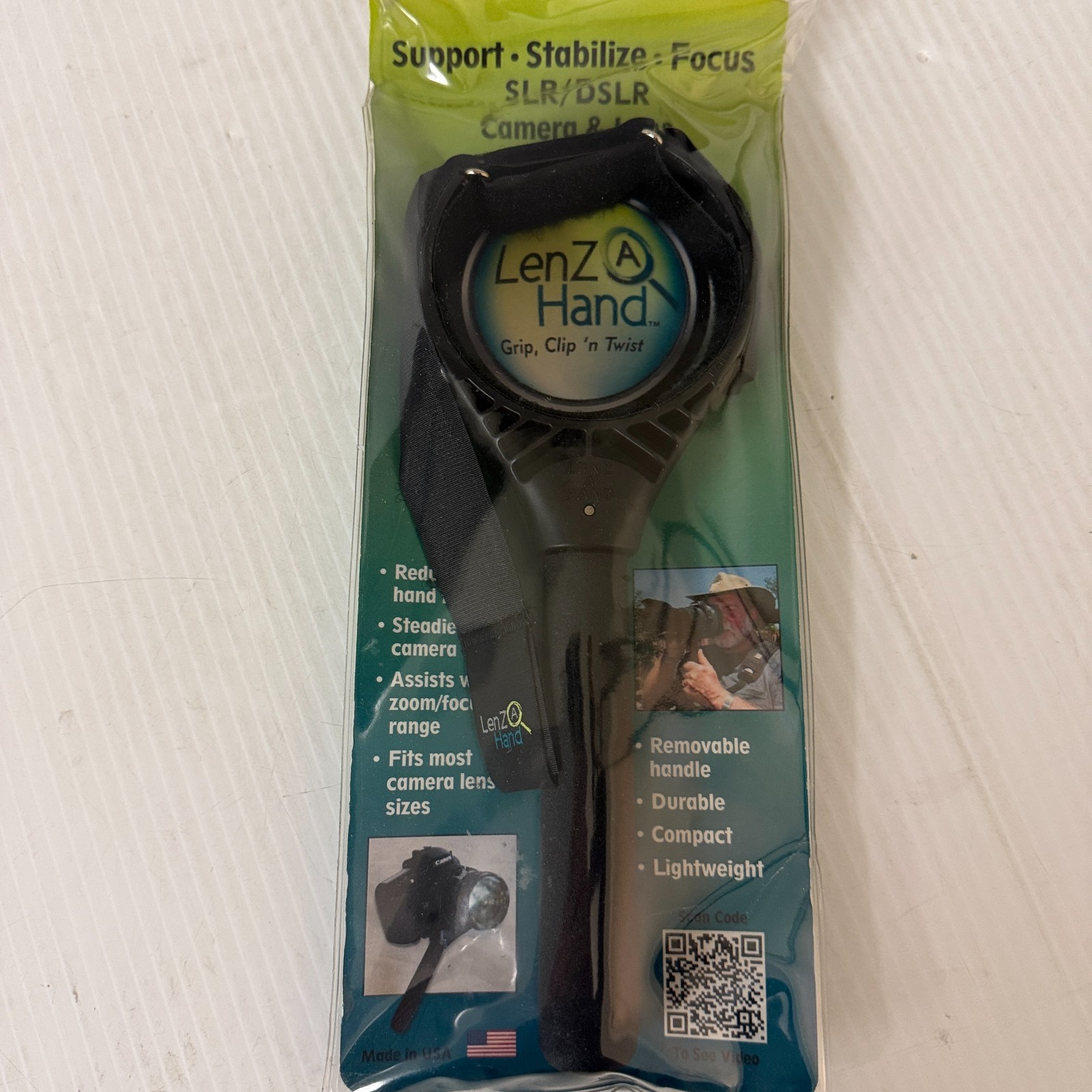 Camera Lens Grip Support Stabilizer By Lenz-A-Hand New In Package