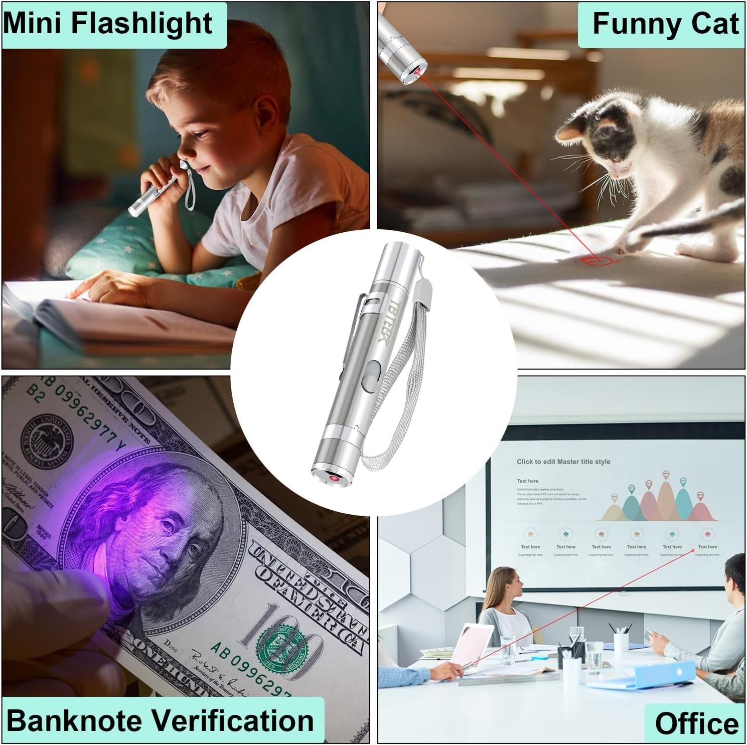 Cat Toys, Rechargeable, 3 Light Modes & 5 Fun Patterns, Portable Interactive Kit