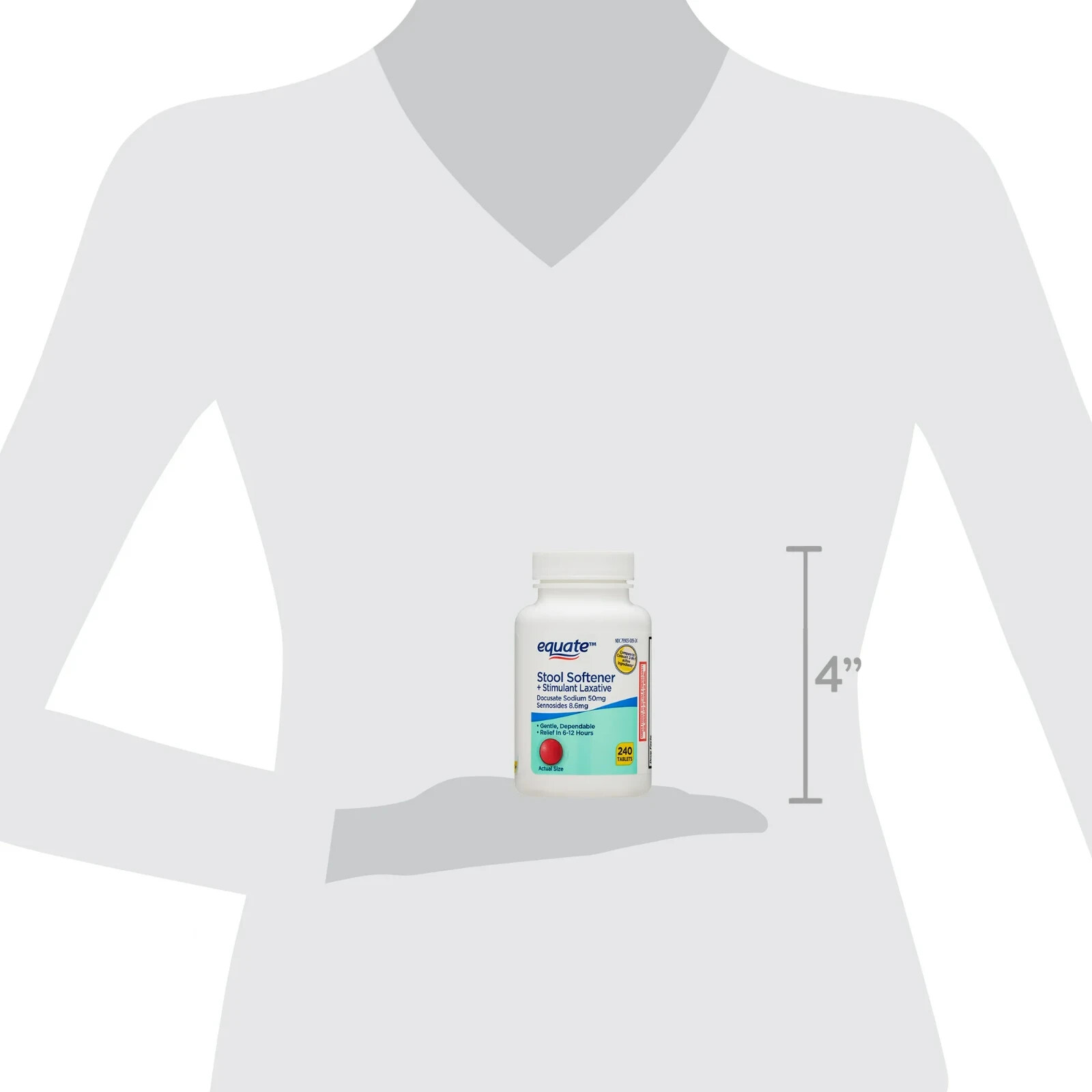 Equate Stool Softener Plus Stimulant Laxative Tablets for Constipation, 240 Coun