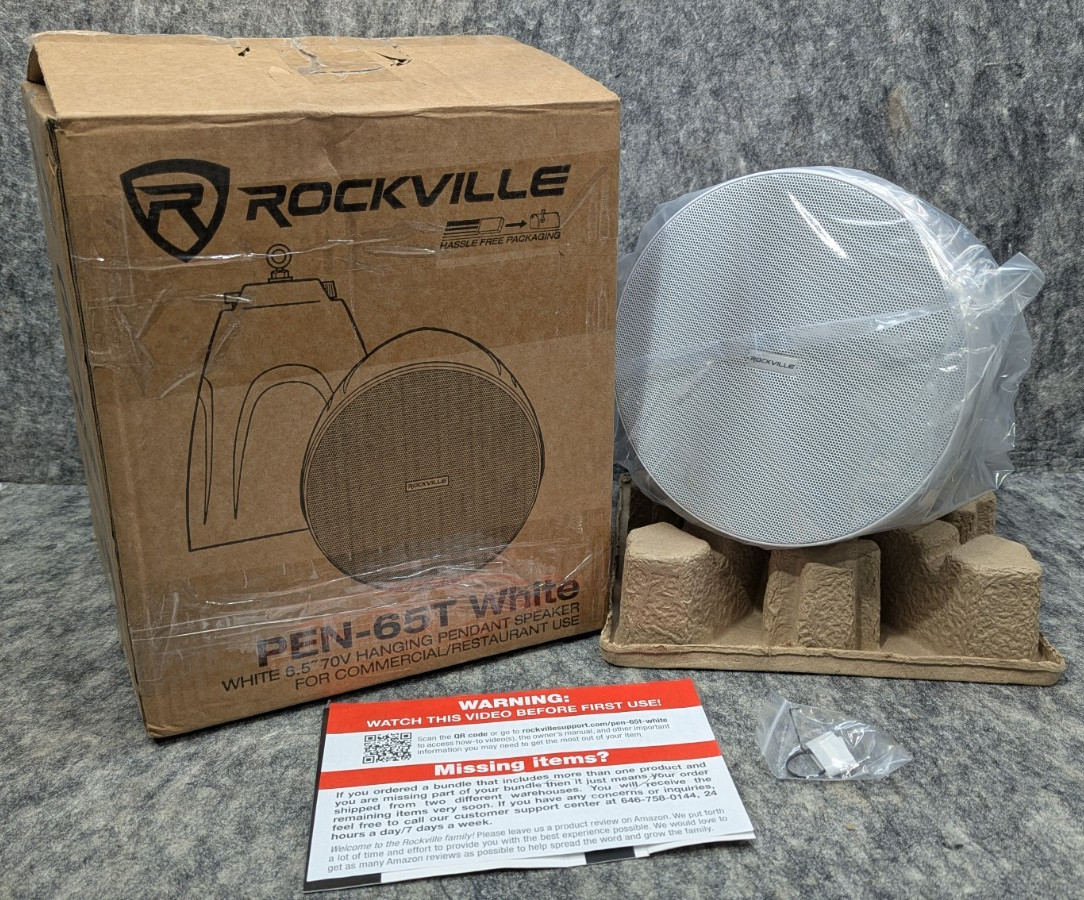 Rockville PEN-65T White 6.5" 70V Hanging Pendant Speakers For Office/Bar/Cafe