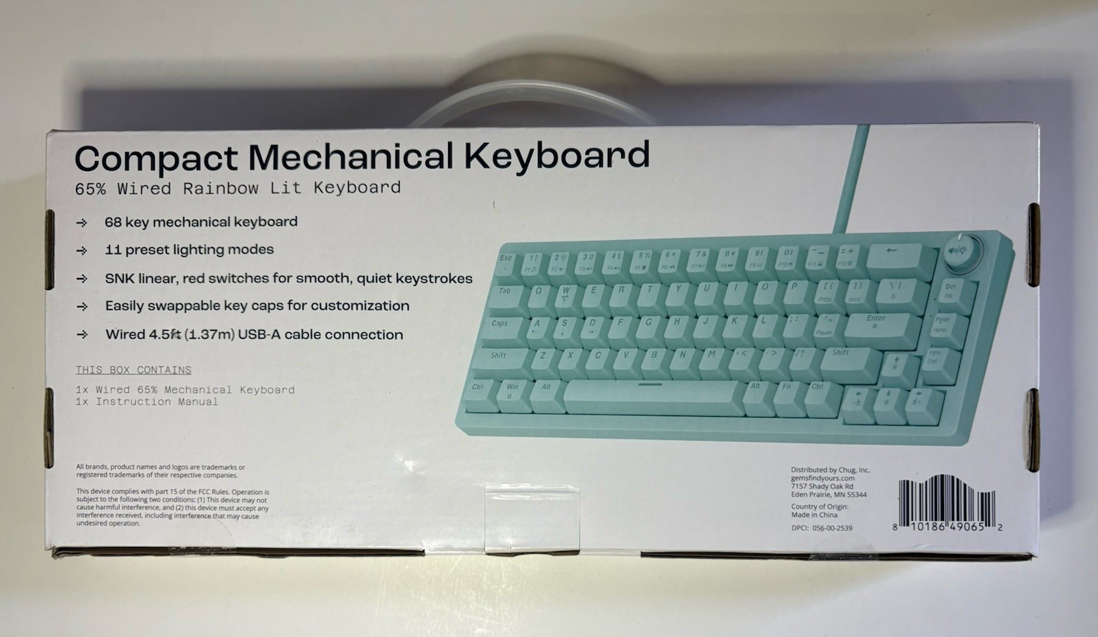 North Compact Mechanical Keyboard 65% Wired Rainbow Lit Keyboard - Blue