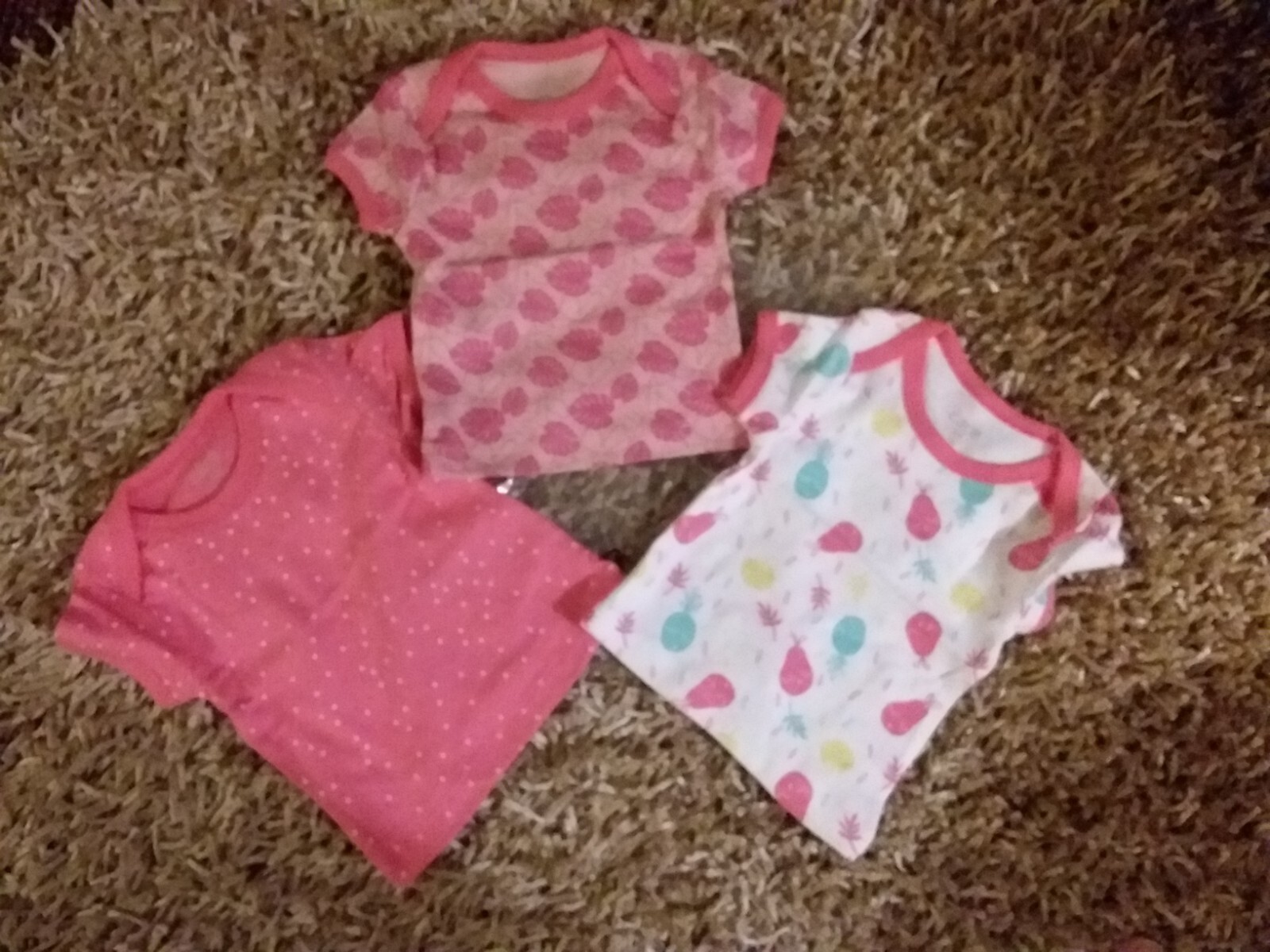 CARE - BABY GIRLS 3 PACK MULTI PATTERNED TOPS - AGE 3 MTHS (62cm)