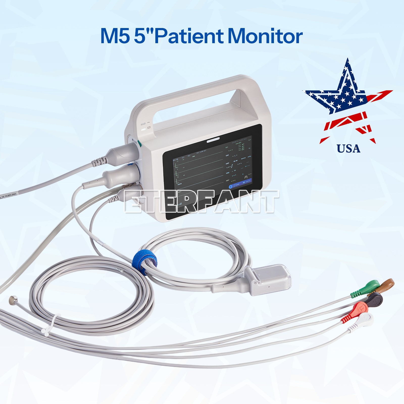 5-inch Touch Screen Patient Monitor Portable Multi-parameter Medical Monitor