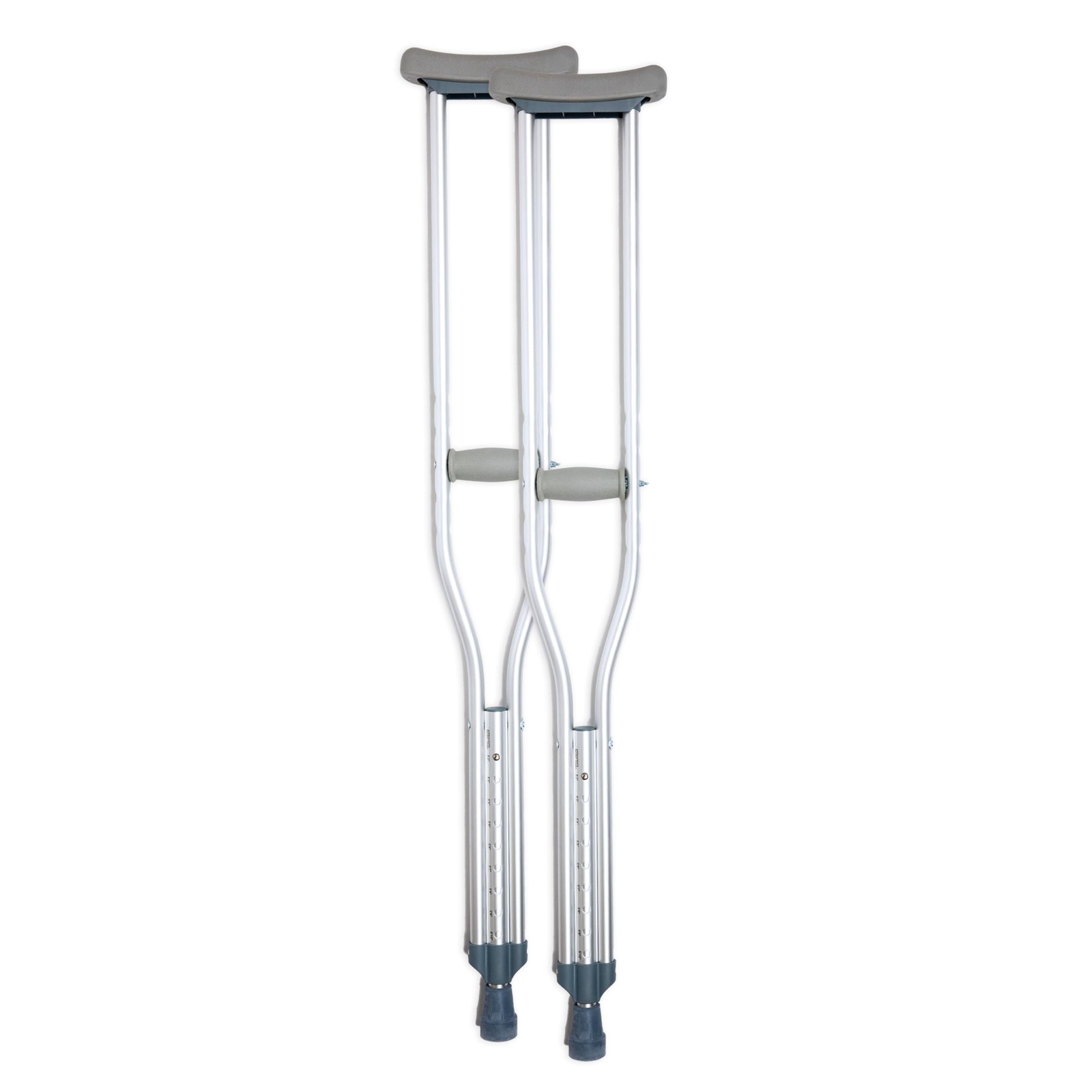 Aluminum Crutches, Adult, Tall, 5' 10–6' 6 – Pair of Lightweight, Height Adjusta