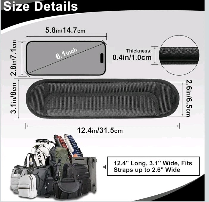 NWT Breathable Universal Bag Strap Pads, Silica Gel Guitar/Bag/Tool Strap Pads