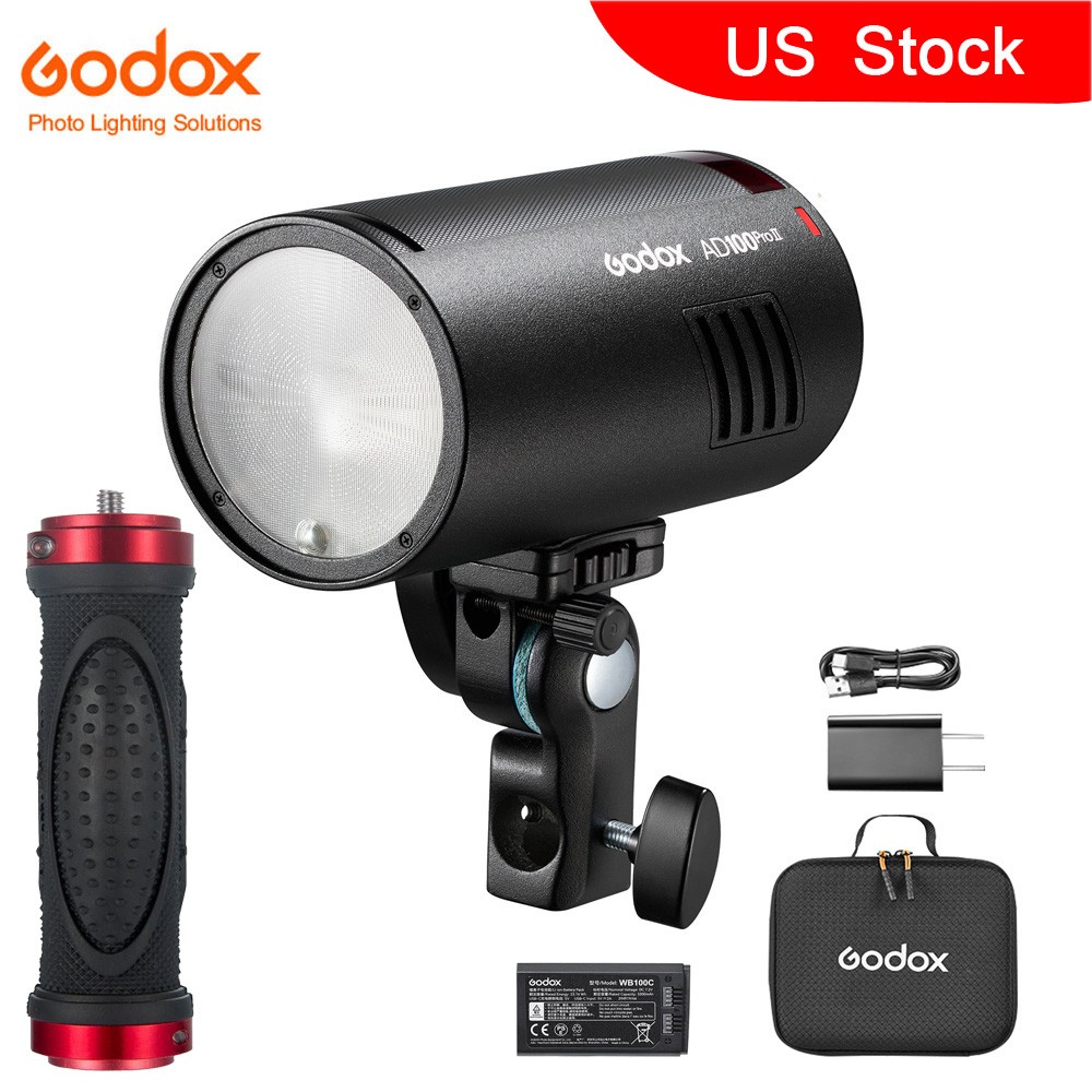 US Godox AD100Pro II 2.4G TTL 1/8000s HSS Pocket Outdoor Flash+Handle Frame kit