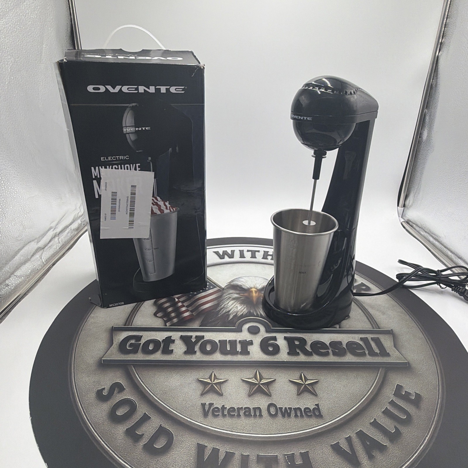 Ovente Milkshake Maker 2-Speed Stainless Steel Cup Black MS2070B