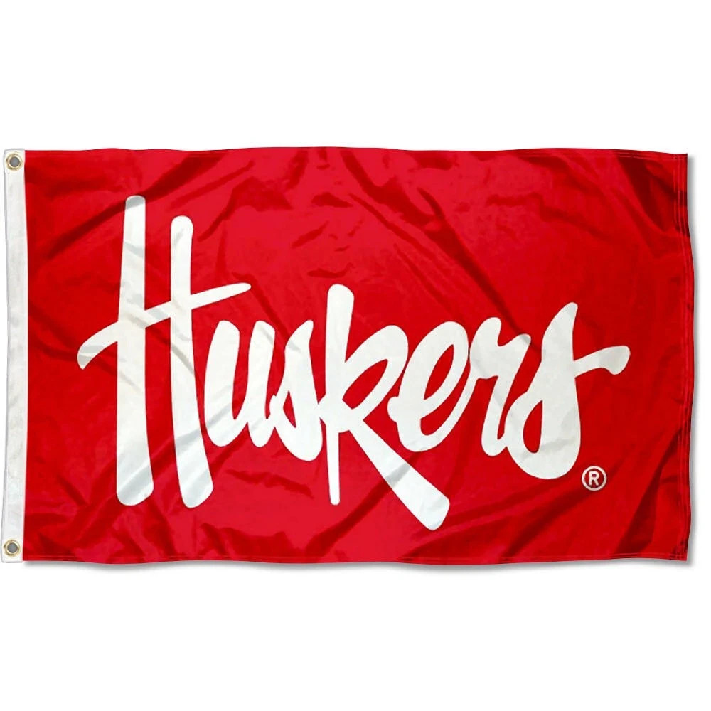 Nebraska Team Cornhuskers Script Huskers Flag Large 3x5,4x6,5x8FT Fast USA Ship