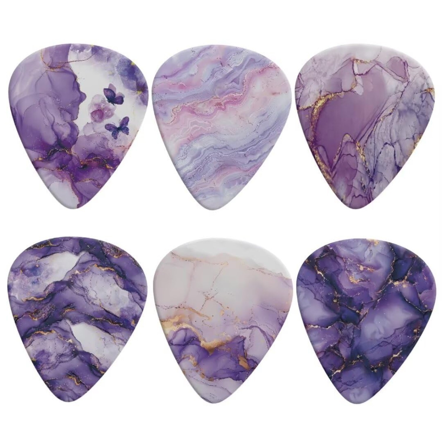 Jeiento Purple Marble Theme Guitar Picks 6 Packs Guitar Accessories Heavy Gui...