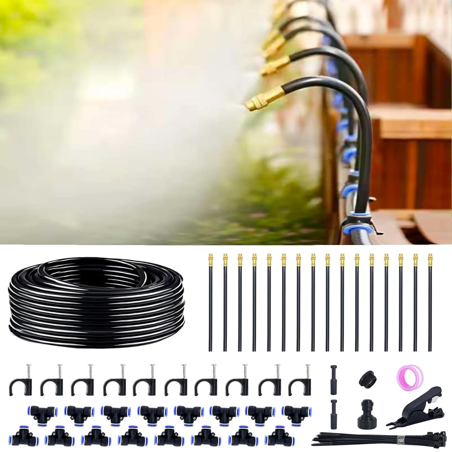 Durable 360° Garden Irrigation System - 50FT with Complete Drip Kit, 16 Nozzles