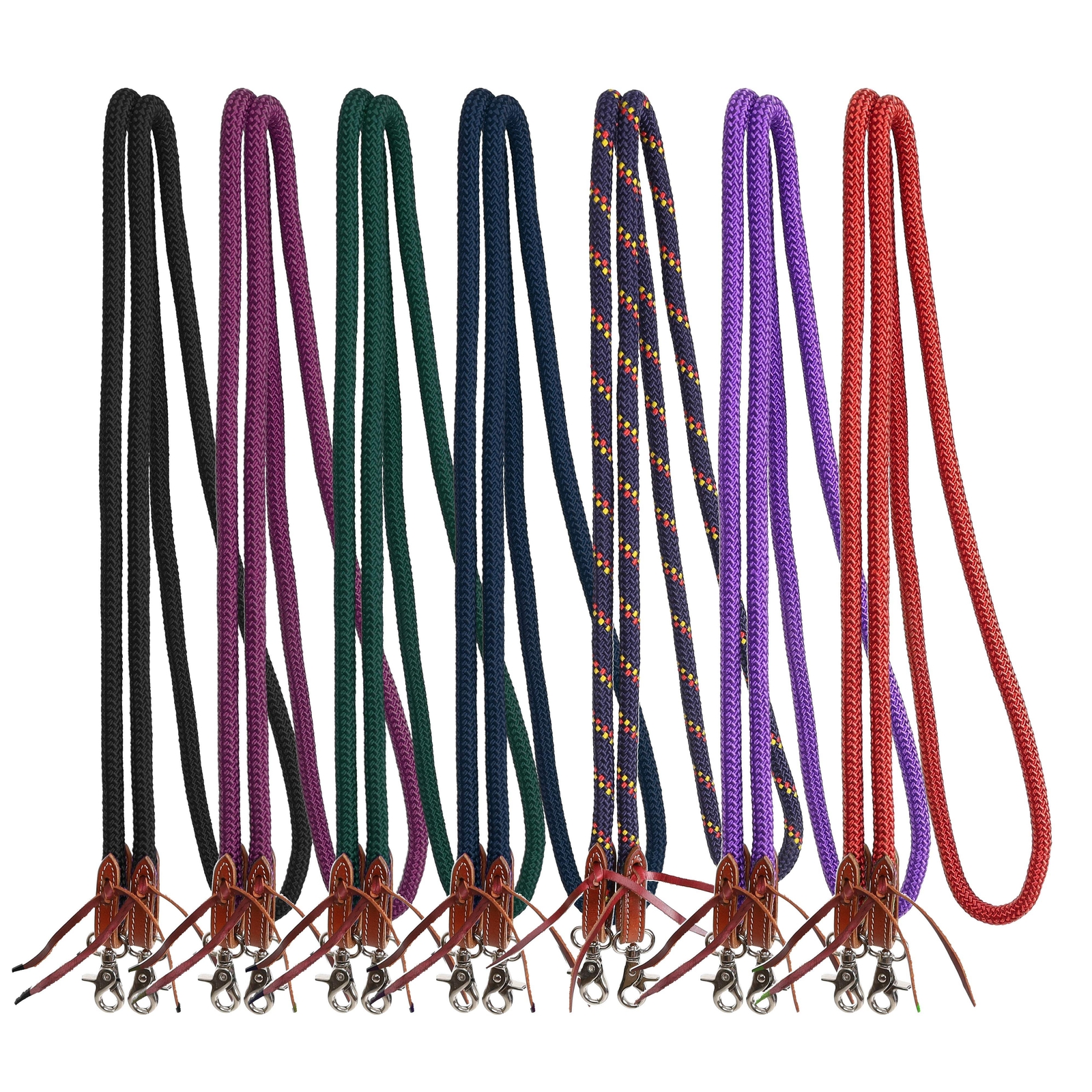 New! 8' foot NYLON COMPETITION REINS w/ Leather slobber straps Horse 7 COLORS!