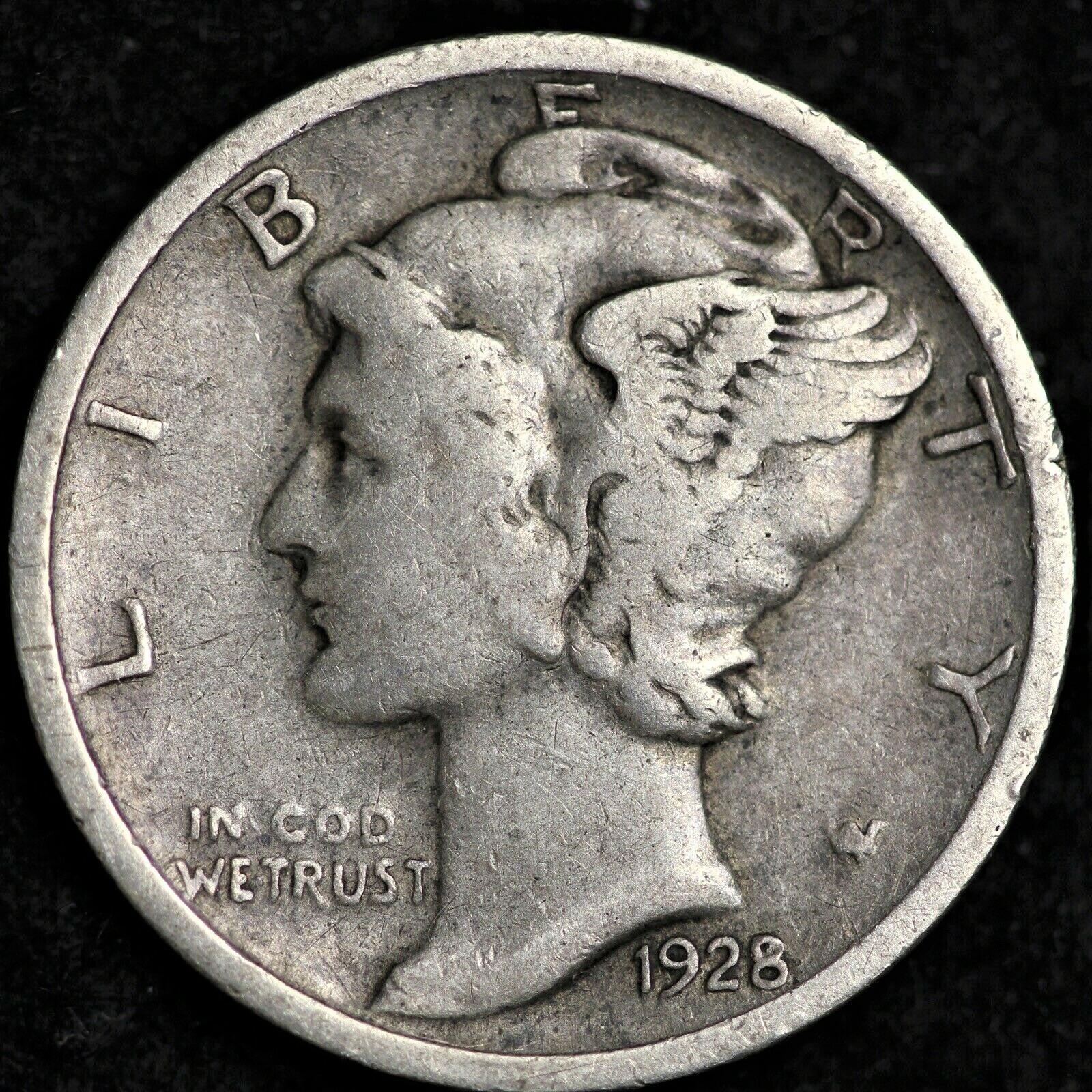 1928 P Mercury Dime 90% Silver Circulated Very Good VG to Fine