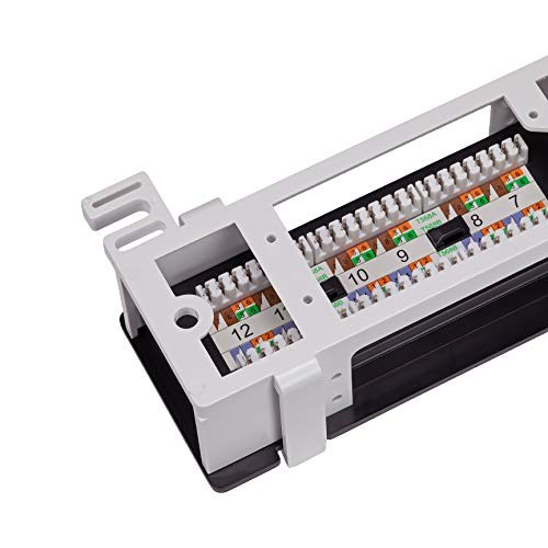 Cat6 Patch Panel 12 Port UTP Unshielded Wall Mount Black Heavy Duty