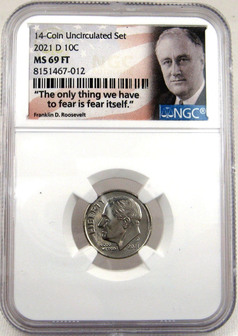 2021-D ROOSEVELT DIME 10c NGC MS69 FT FULL TORCH GEM BRILLIANT UNCIRCULATED PQ